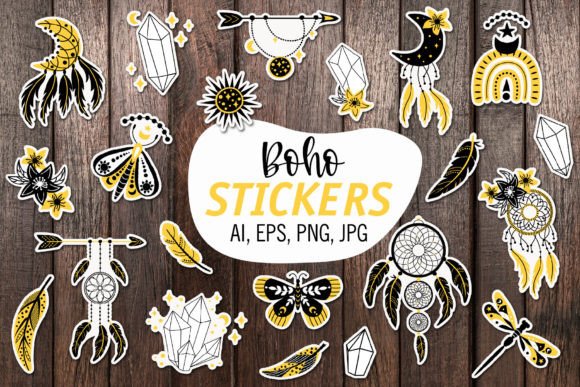 Download BOHO/ Printable Stickers Cricut Design - Sticker Collection