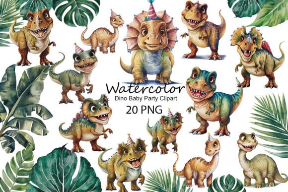 Download Watercolor Dino Baby Party Clipart - Baby Collection