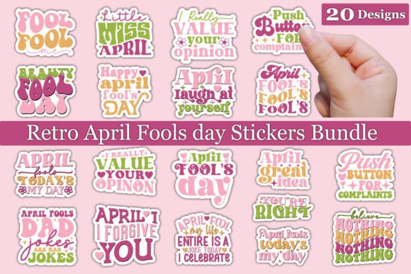 Download Retro April Fools Day Stickers SVG Bundl - Sticker Collection