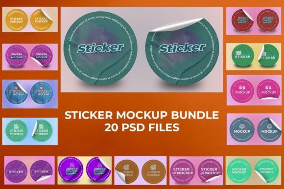 Download Realistic Round Sticker Mockup Bundle - Sticker Collection